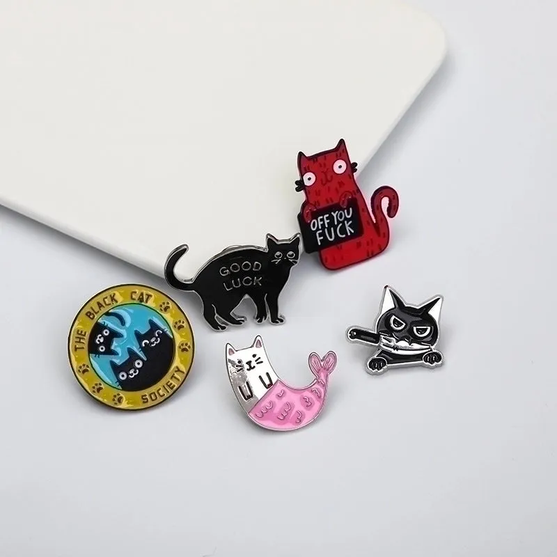 Cartoon Style Pin Letter Cat Alloy Enamel Unisex Brooches