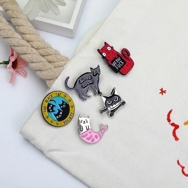 Cartoon Style Pin Letter Cat Alloy Enamel Unisex Brooches