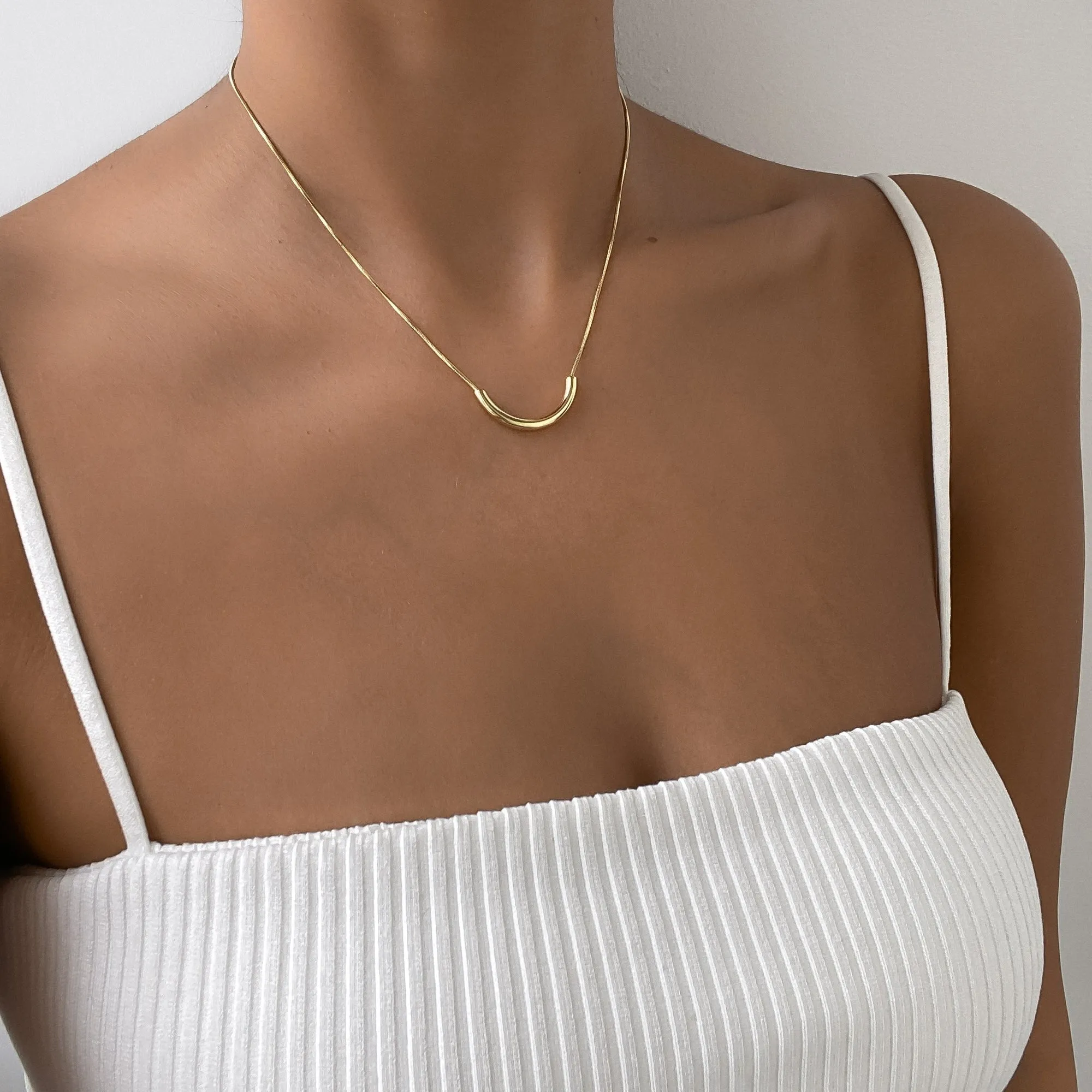 Cerys Crescent Bar Necklace