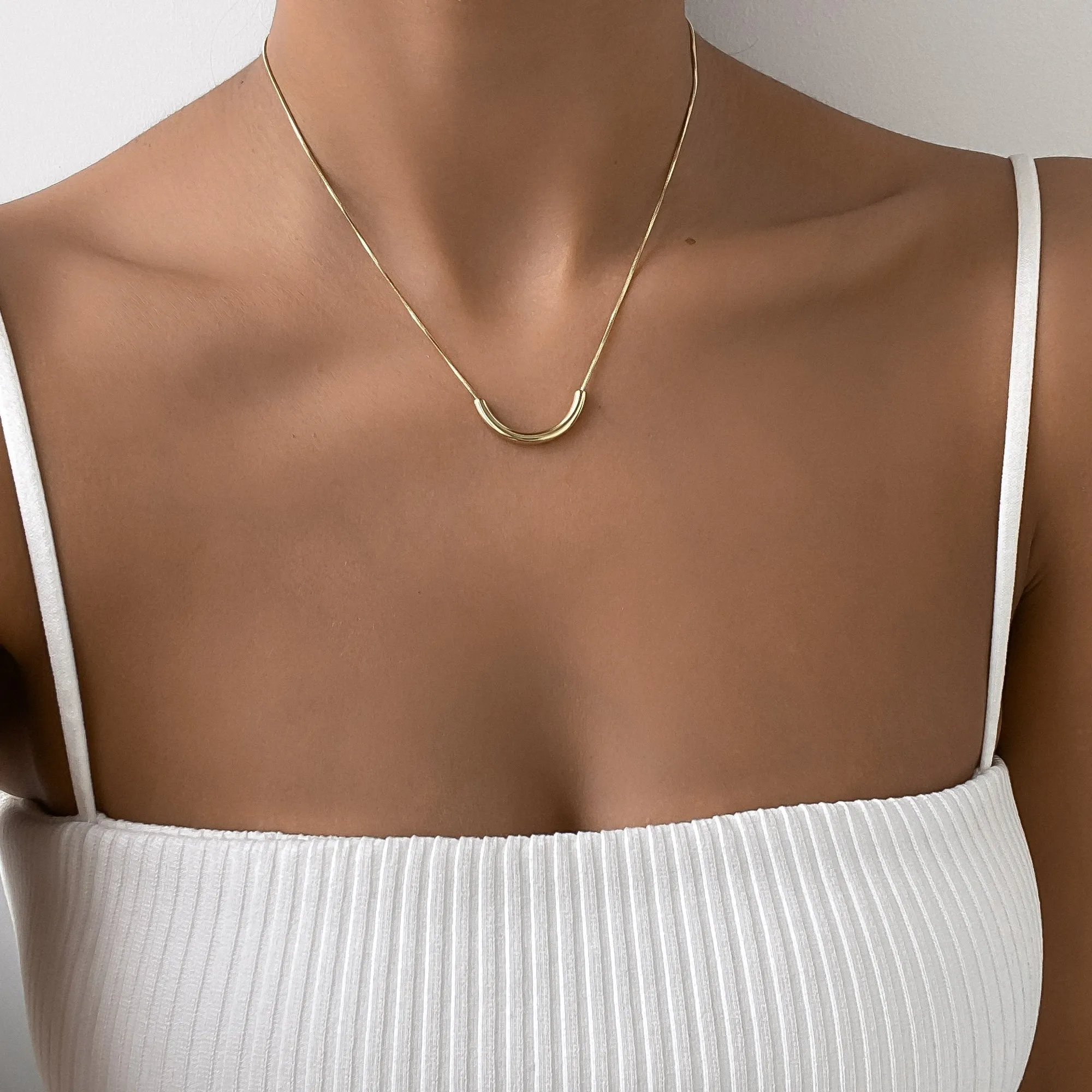 Cerys Crescent Bar Necklace