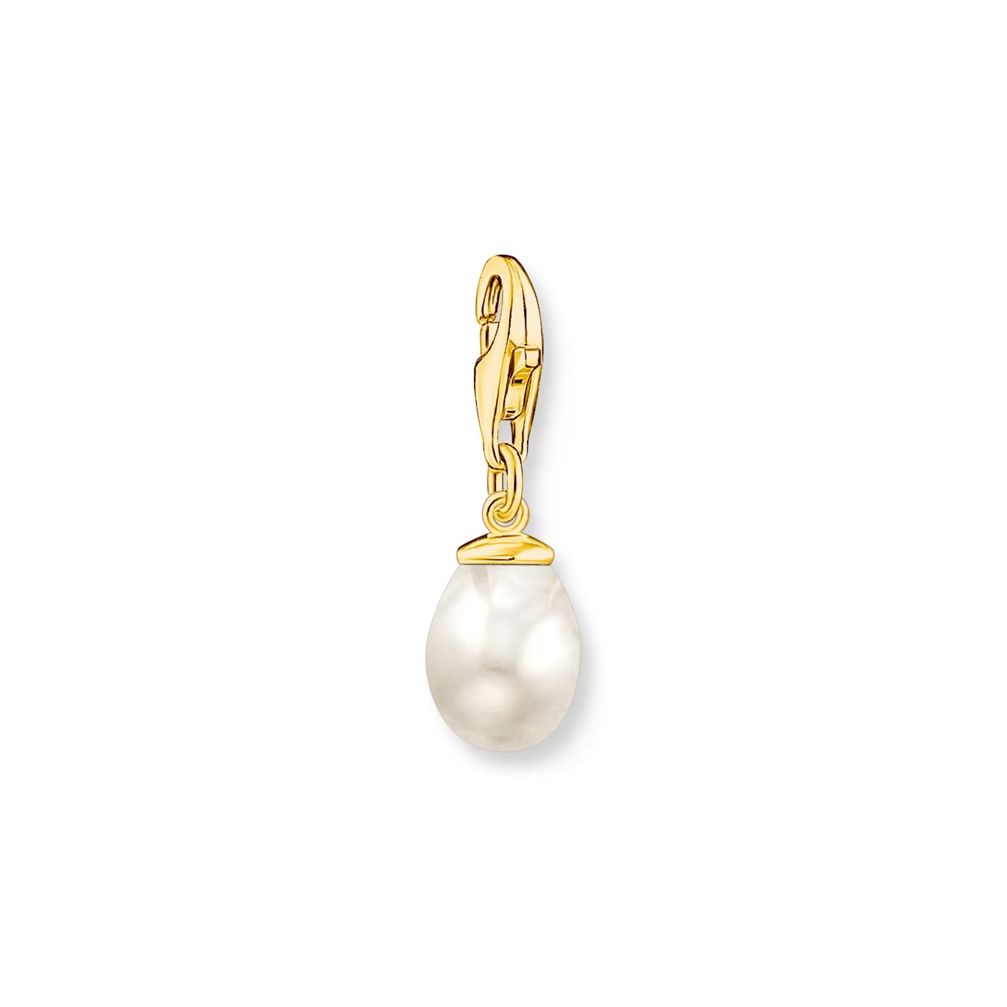 Charm pendant white pearl gold plated