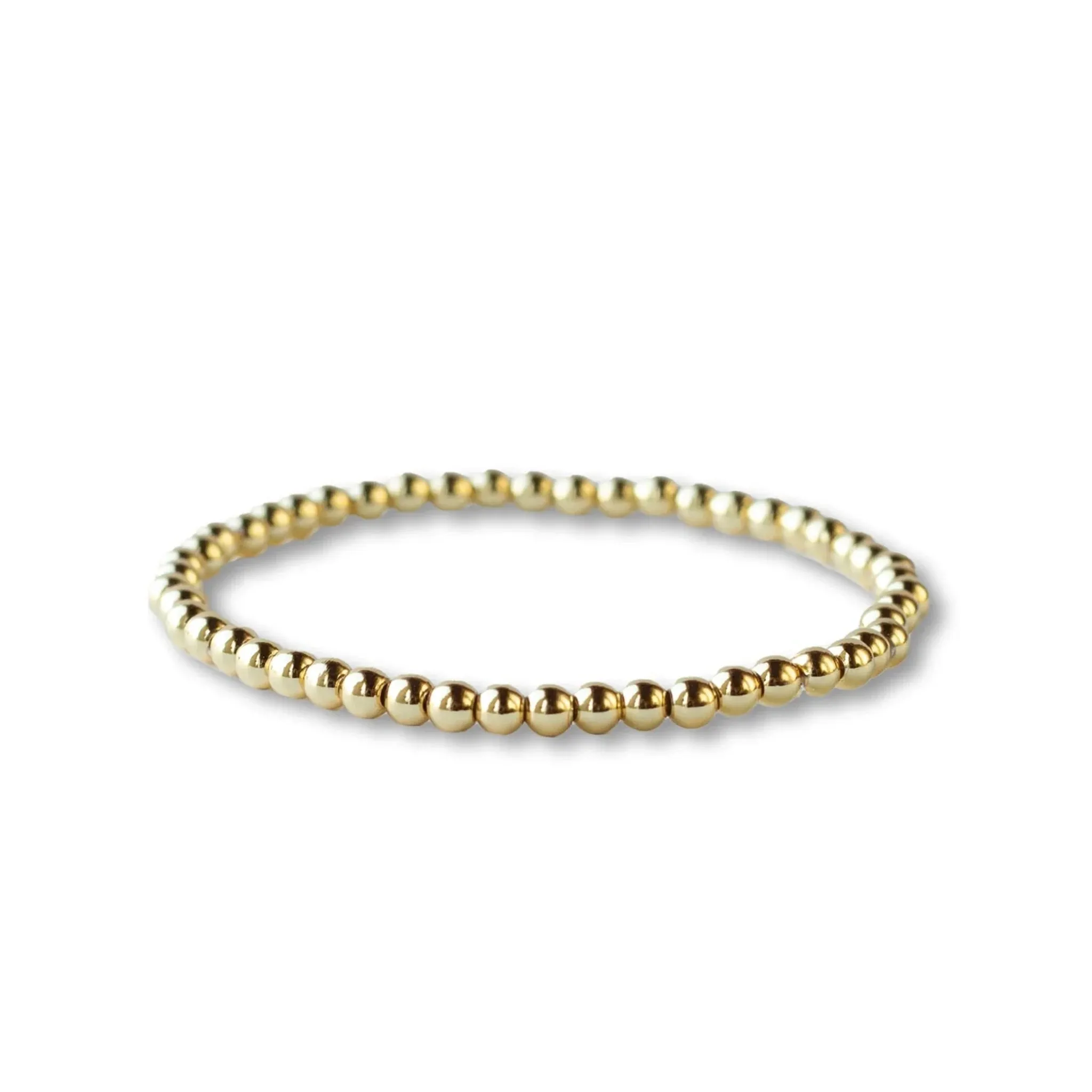 Classic 4mm Beaded Smooth Bracelet - Gold