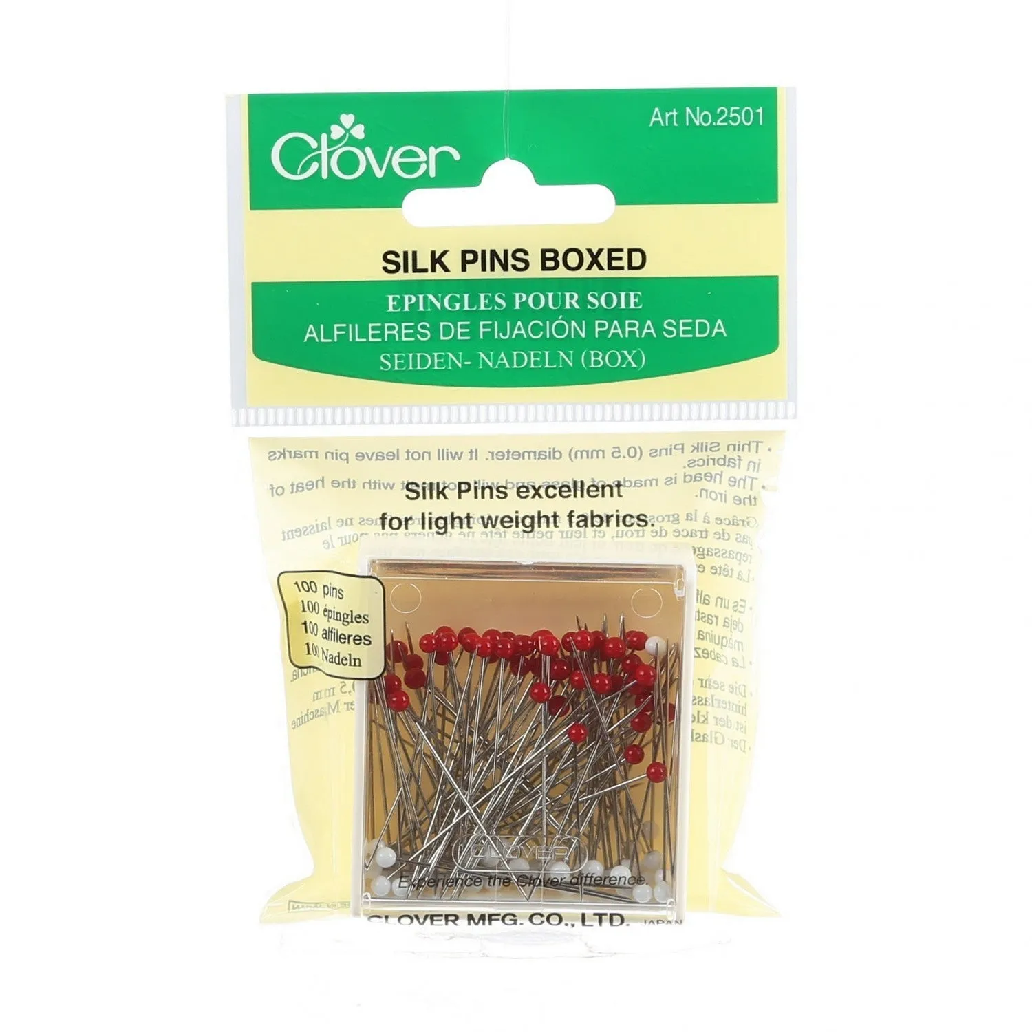 Clover Silk Glass Head Pin, Size 30, 100 count