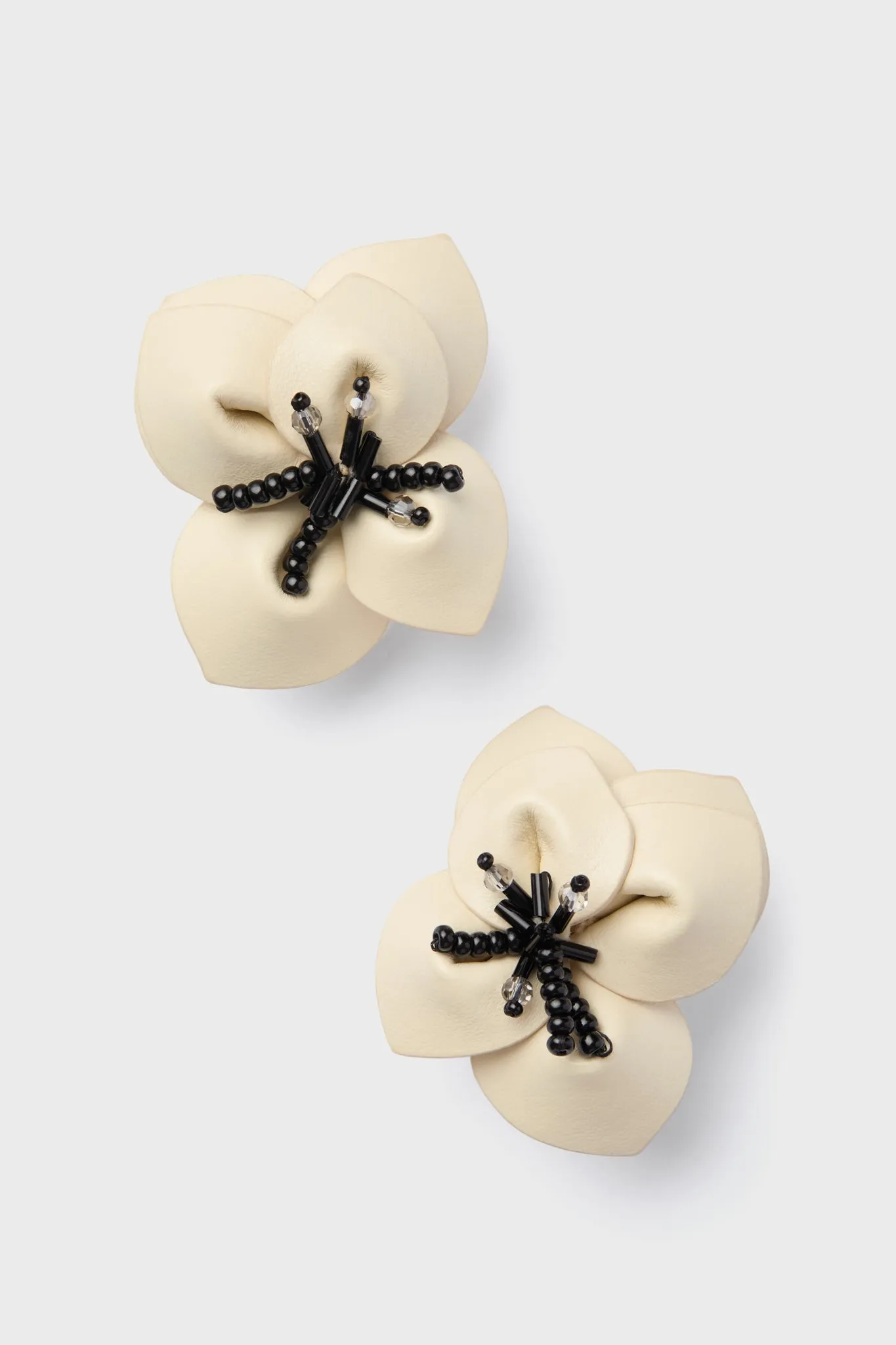 Cream Leather Eliza Earrings