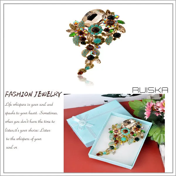 Dangle Colorful Big Brooch New Fashion Crystal High-end Atmosphere Brooches Pins For Women