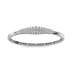 Diamond 2 ct tw Round Cut Pyramid Bangle in 14K White Gold