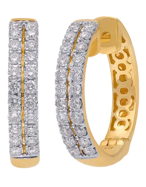 Diamond Earrings - 10ct Yellow Gold Diamond Set Hoop Earrings - 784292