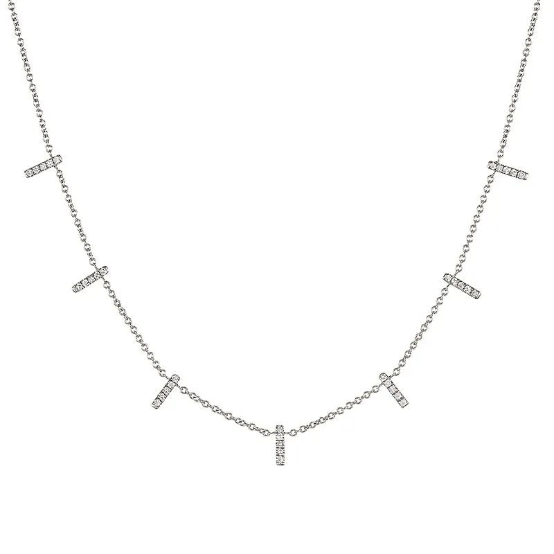 Diamond Pavé Bars Necklace, 14k