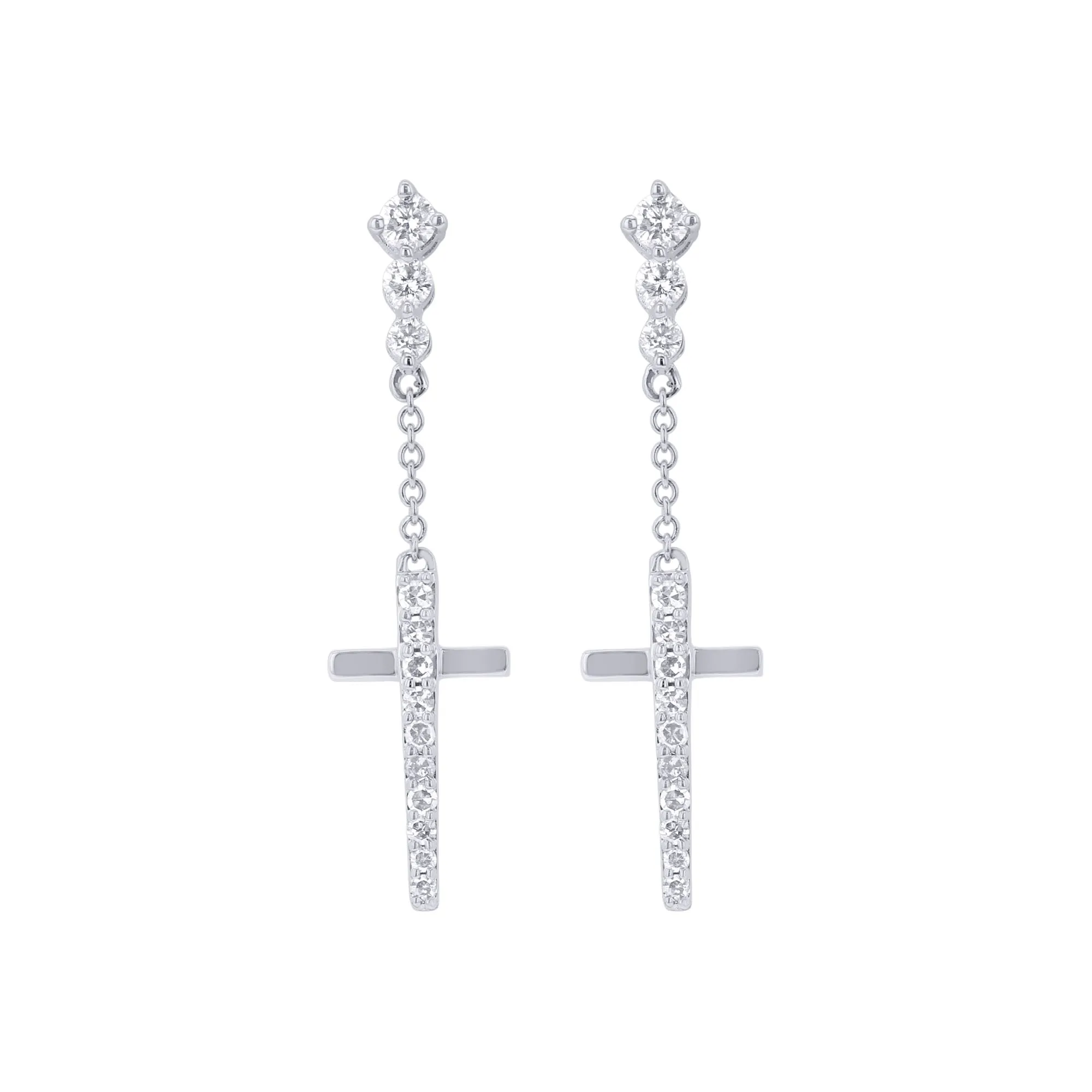 Divine Cross Diamond Drop Earrings