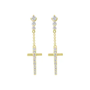 Divine Cross Diamond Drop Earrings