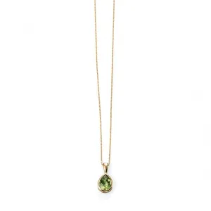 Elements Peridot Checkerboard Teardrop Pendant GP460GZ475GN185