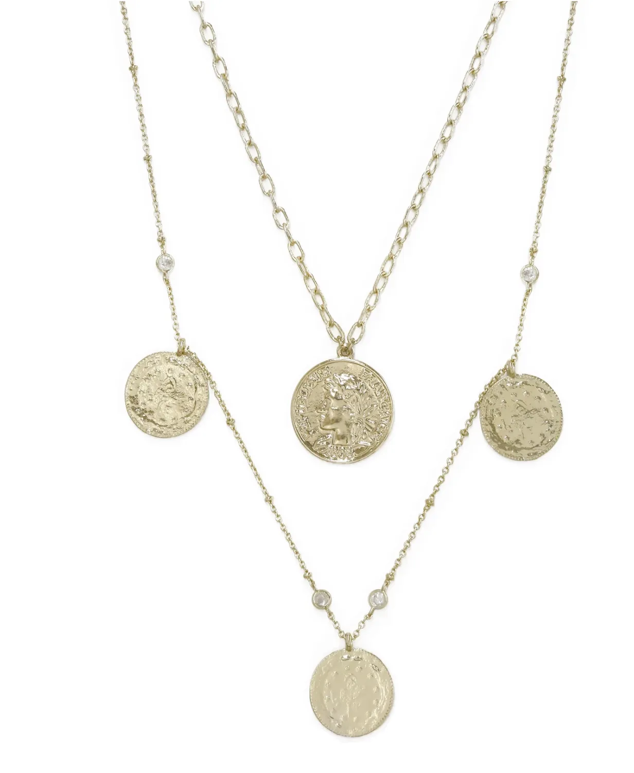 Elite Coin and Crystal Layered Necklace Set