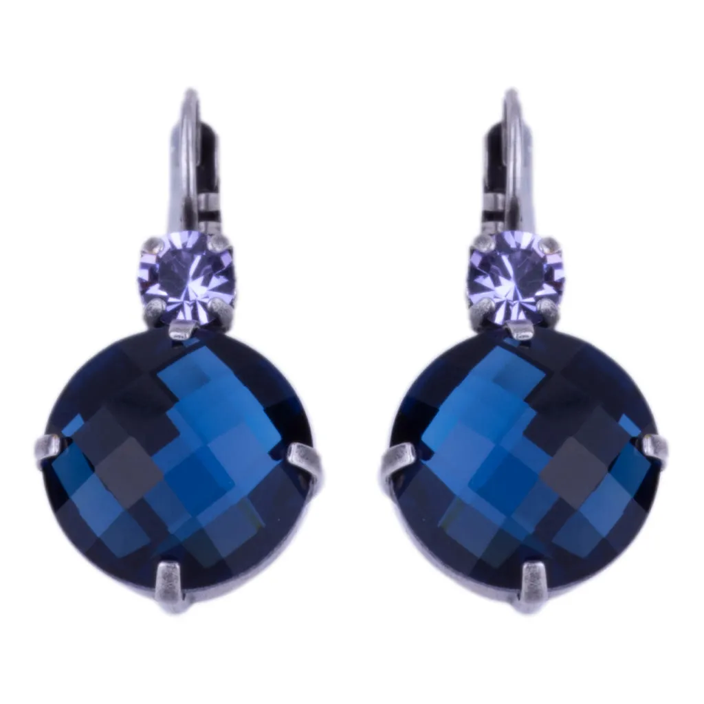 Extra Luxurious Double Stone Leverback Earrings in "Electric Blue" *Custom*