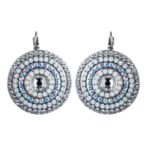 Extra Luxurious Pavé Leverback Earrings "Crystal Clear"- Antiqued Silver