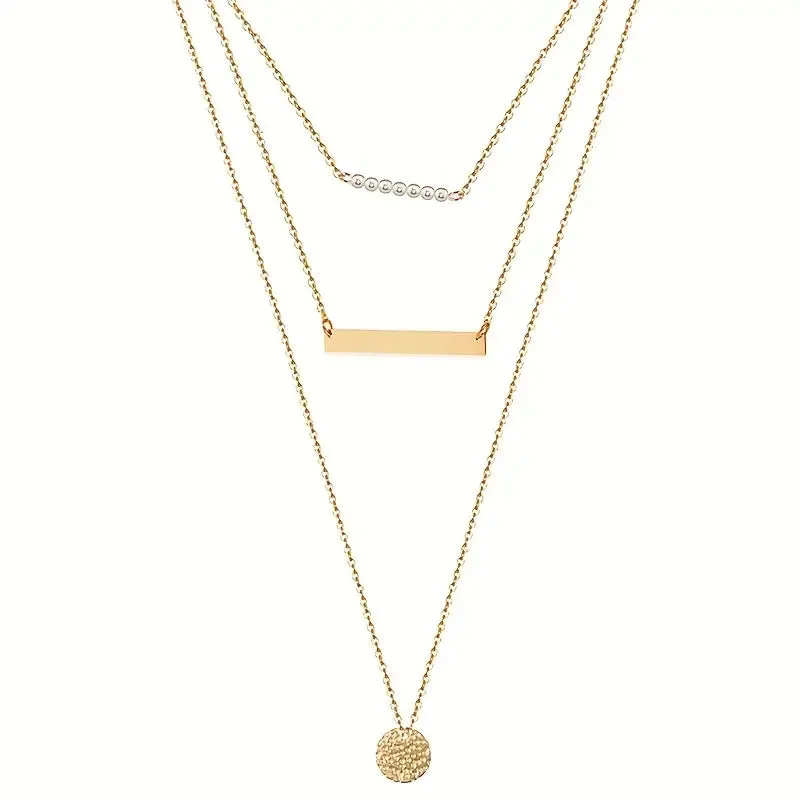 Faux Pearl Gold Three-layer Necklace at Bling & Bloom's Boutique | Delicate Women's Gold Necklace