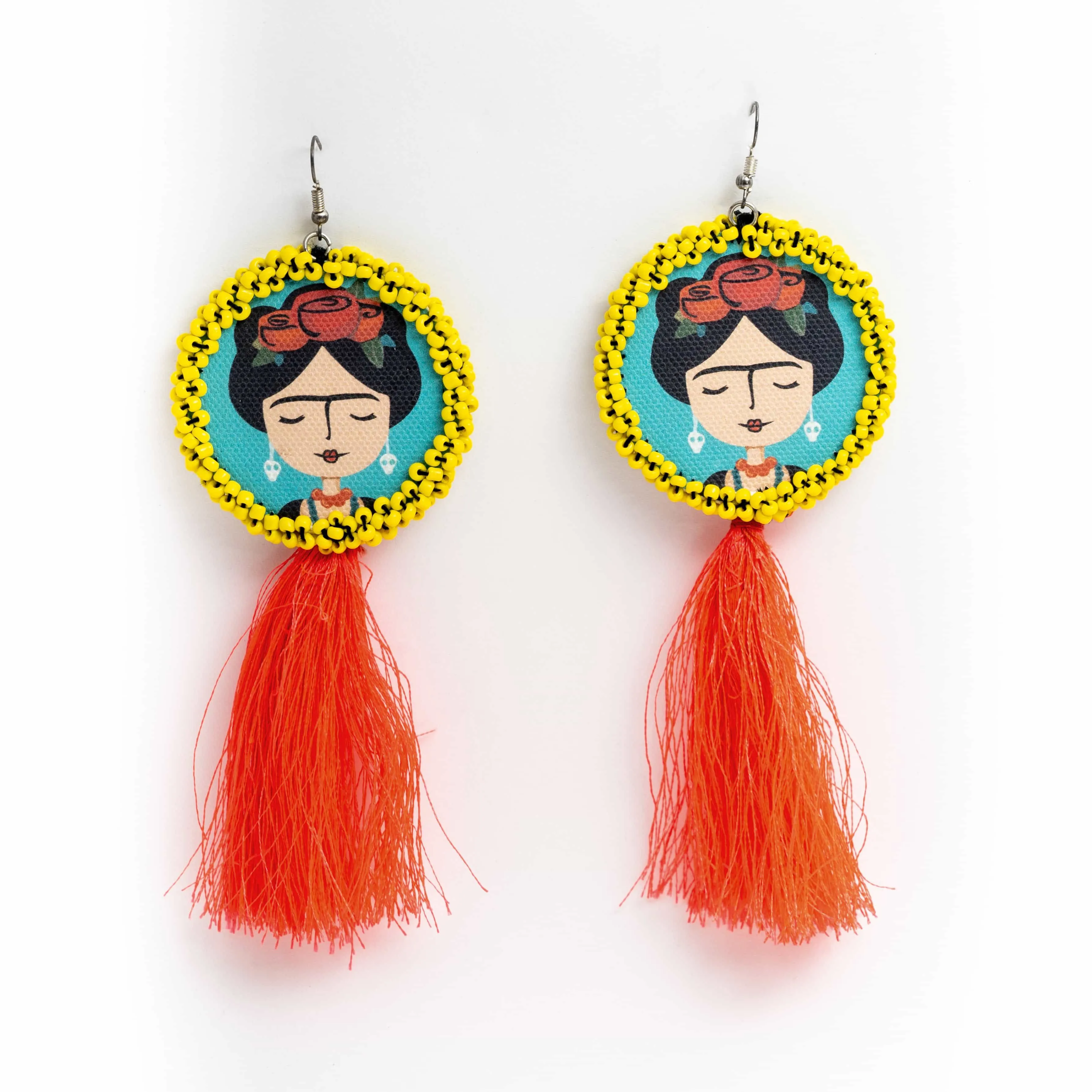 Frida kahlo Pink Tassel Handcrafted Earring