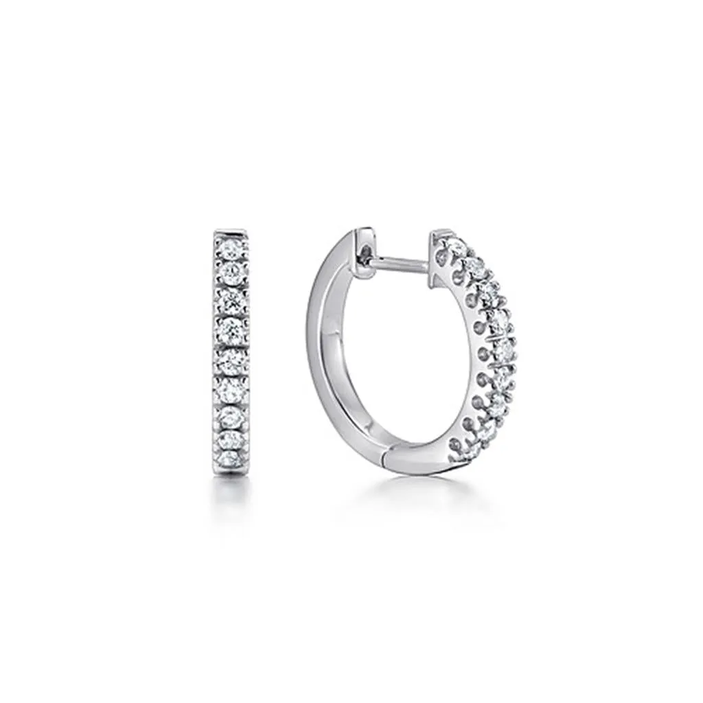 Gabriel & Co. 14K White Gold Classic Diamond Huggie Hoop Earrings