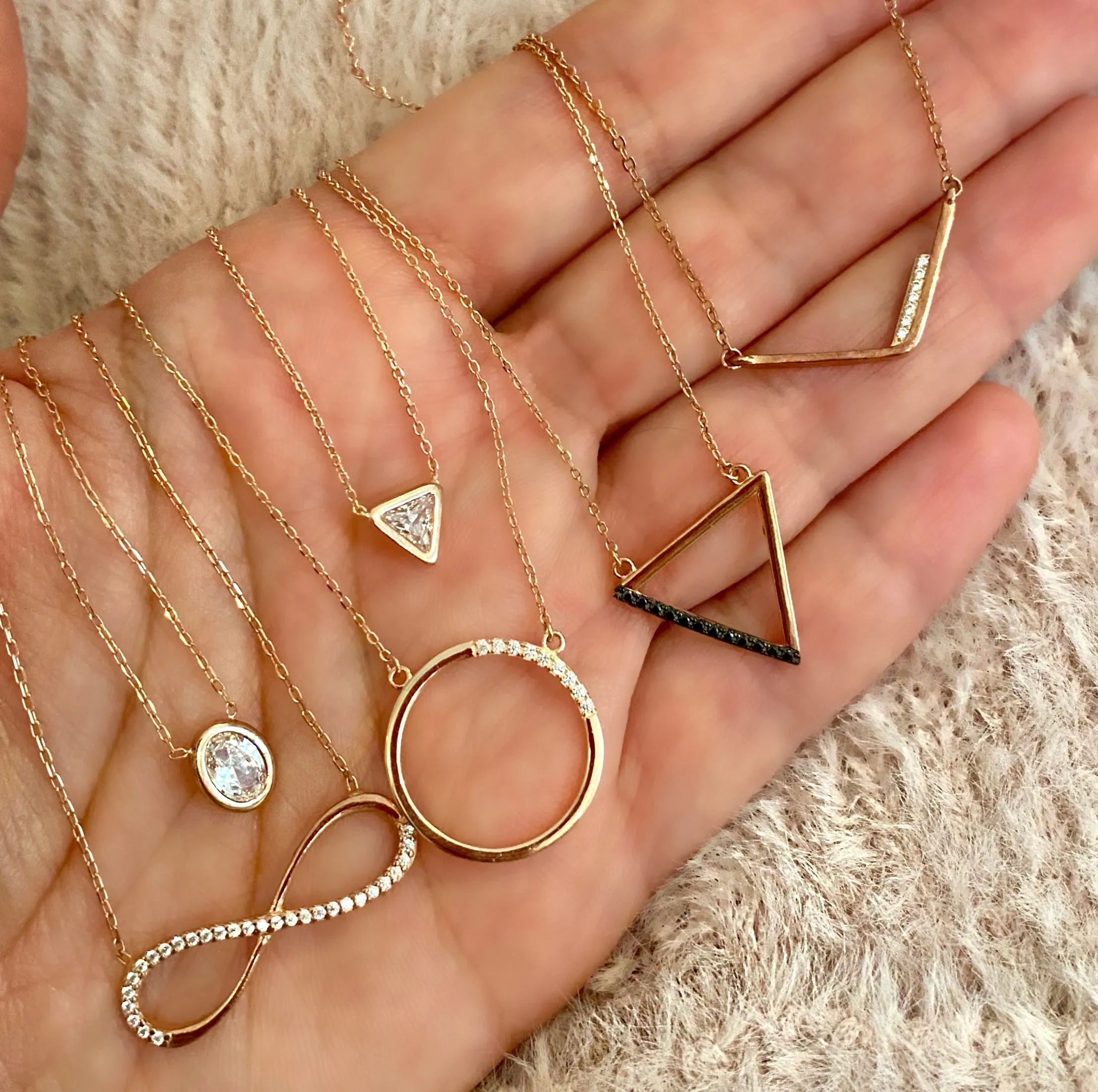 Geometric minimalist necklaces