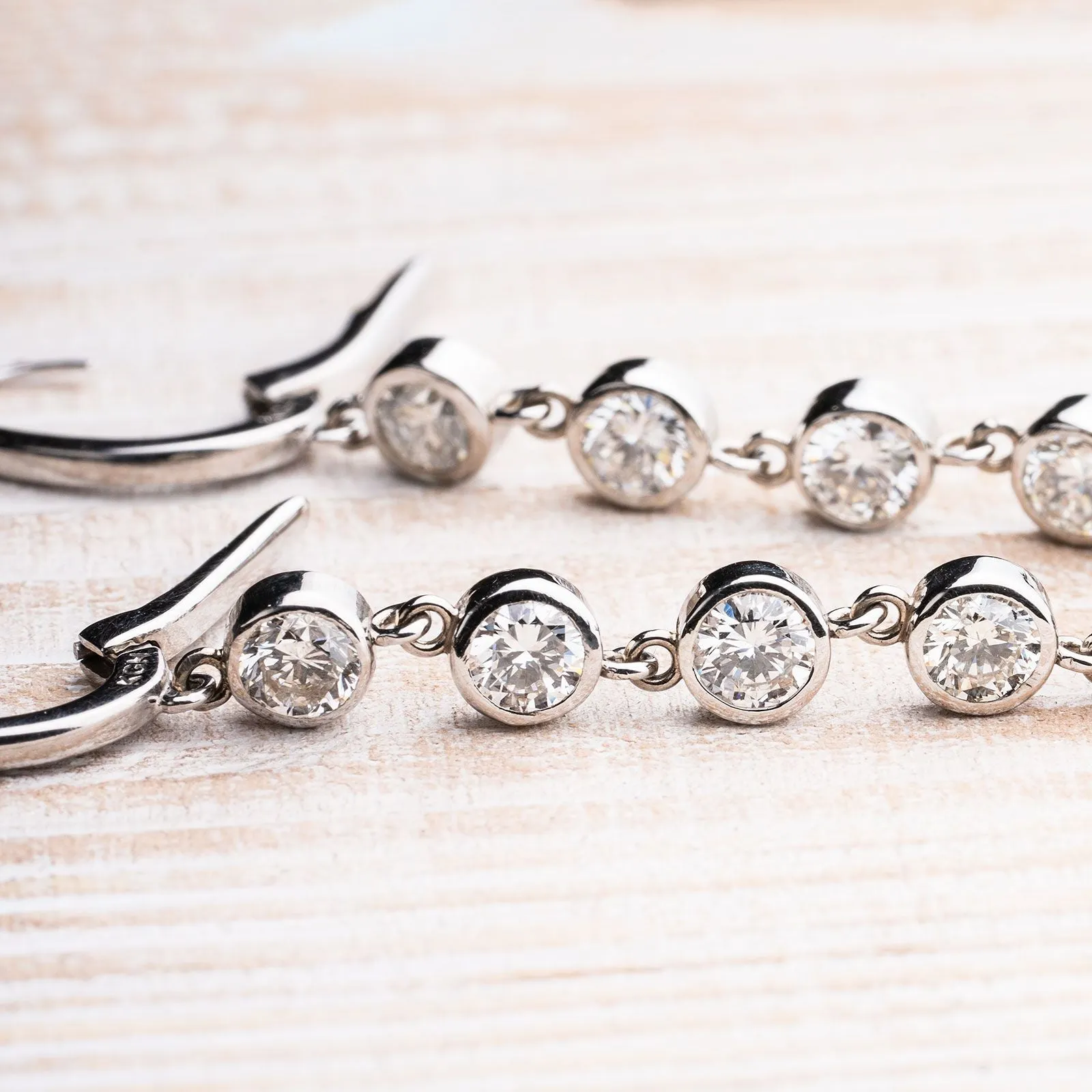 Glamourous Bezel-Set Diamond Dangle Earrings