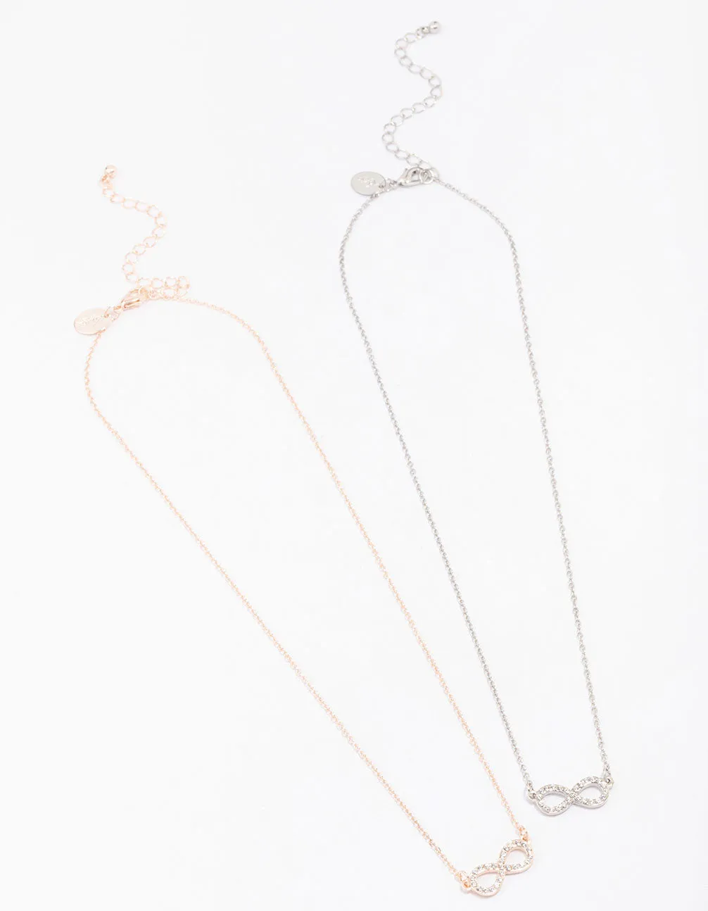 Gold & Silver Infinity Diamante Necklace Pack