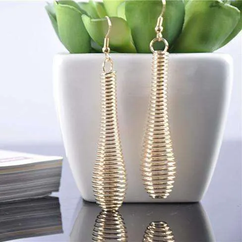 Gold Coil Drop Earrings