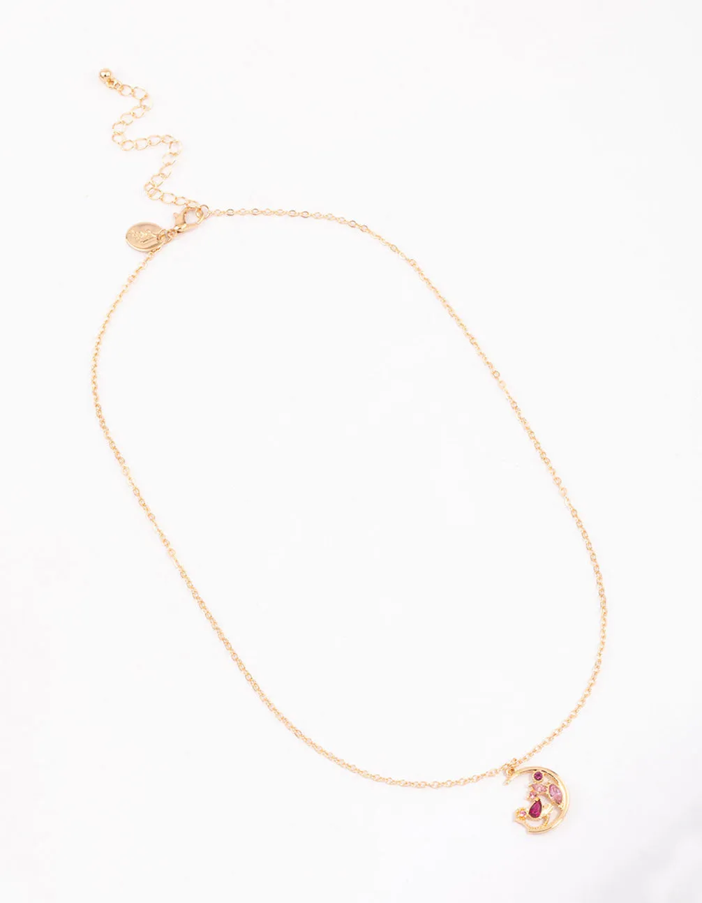 Gold Diamante Moon Crescent Necklace