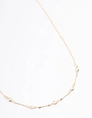 Gold Encased Pearl Station Necklace