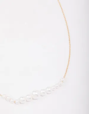 Gold Graduating Pearl Short Necklace