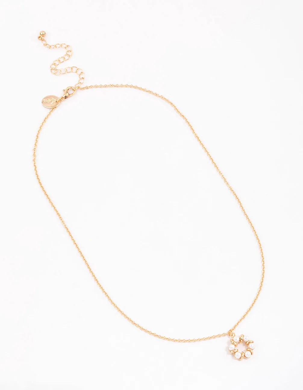 Gold Open Pearl Circle Short Necklace