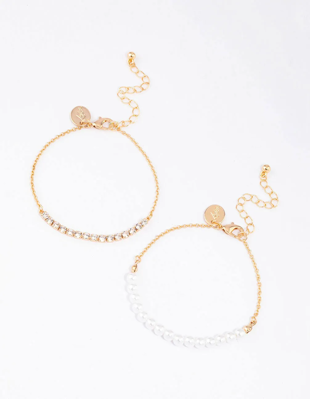 Gold Pearl & Cup Chain Chain Bracelet Pack