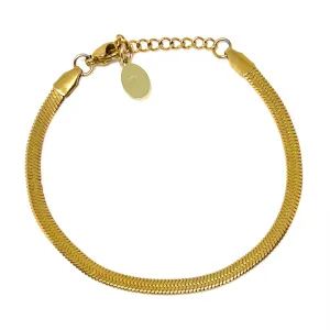 Gold Stainless Steel Herringbone Bracelet