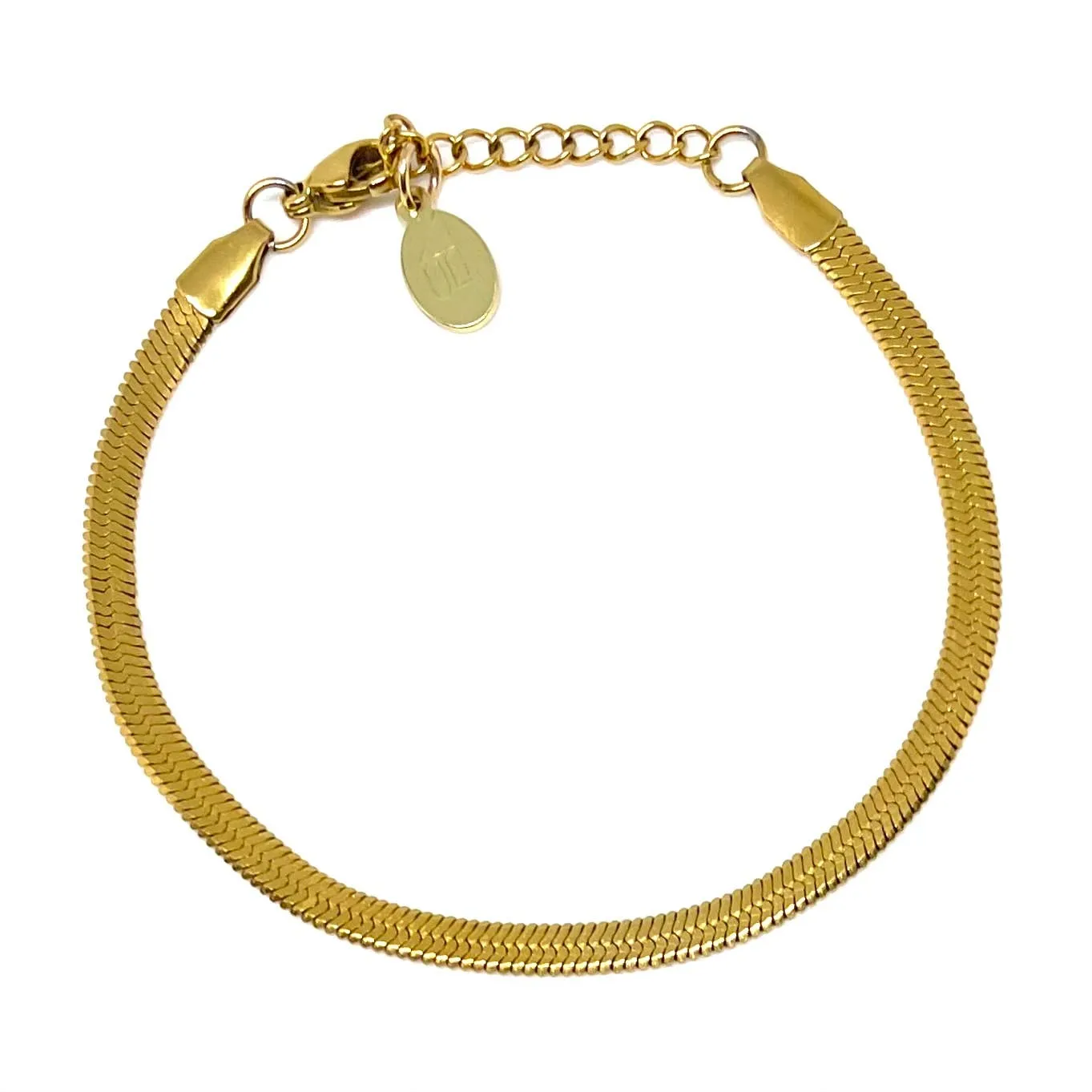 Gold Stainless Steel Herringbone Bracelet