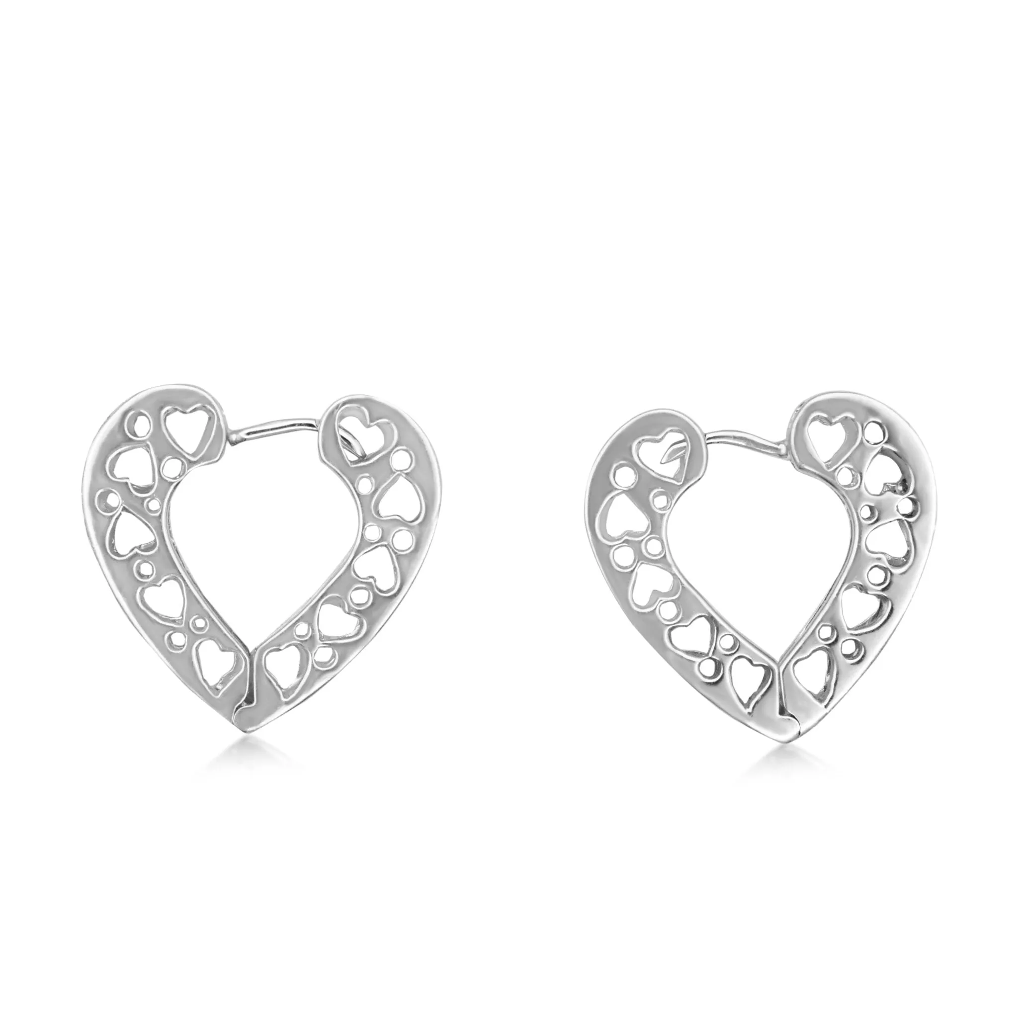 Heart Design Brilliant Cut Diamond Set Hoop Earrings