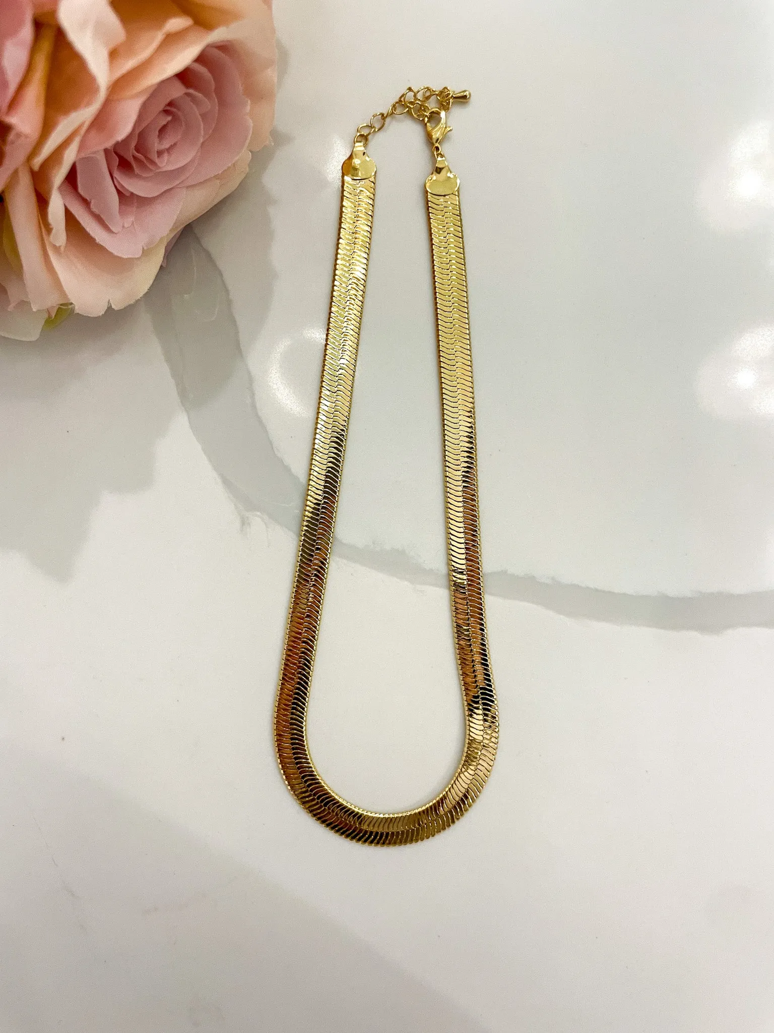 Herringbone Choker Necklace in Gold *FINAL SALE*