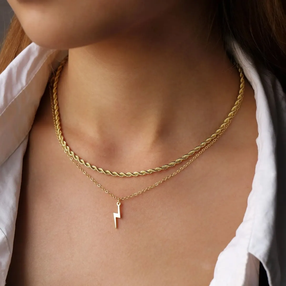 Kyerlyn Gold Lightning Necklaces