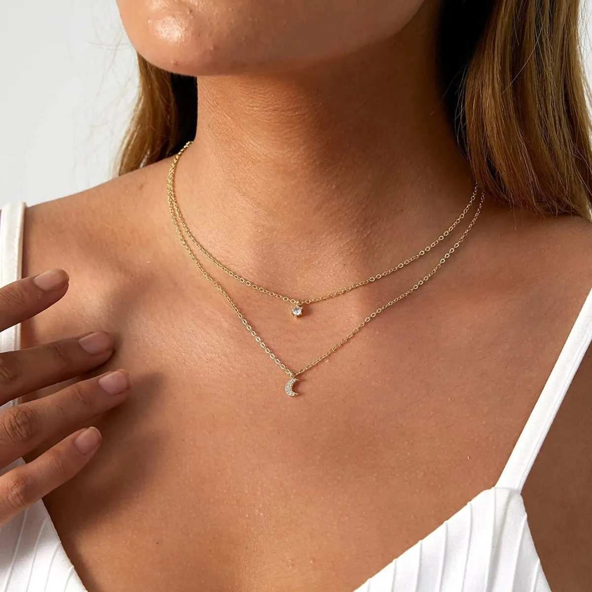 Kyerlyn Moon Cubic Zirconia Choker Necklaces