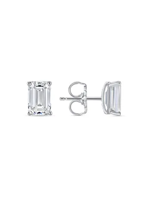 Lab Grown Emerald Cut Diamond Studs 14K