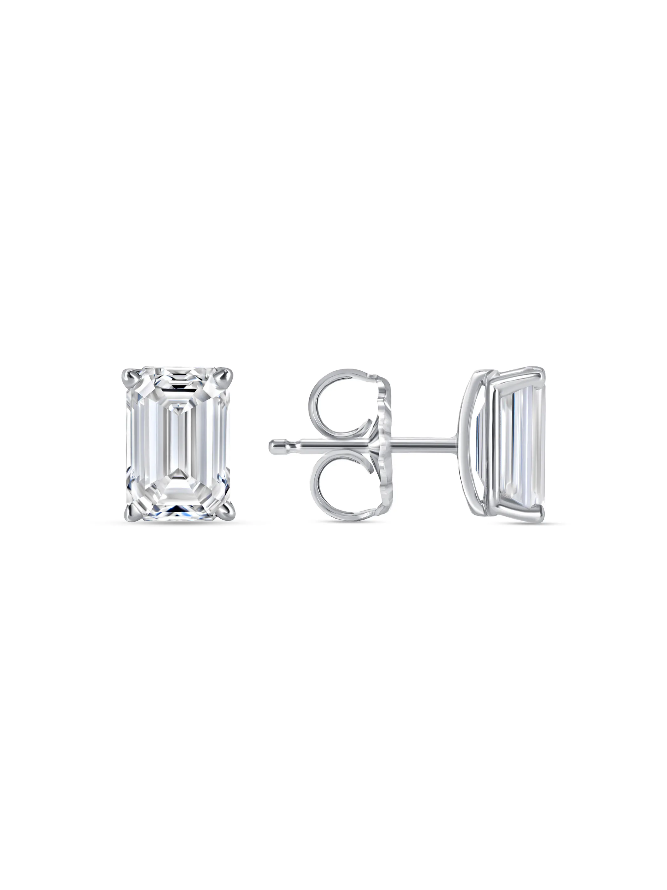 Lab Grown Emerald Cut Diamond Studs 14K