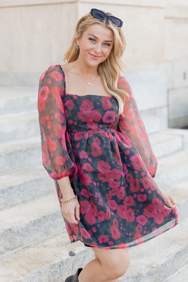 Living On Love Rose Printed Organza Mini Dress FINAL SALE