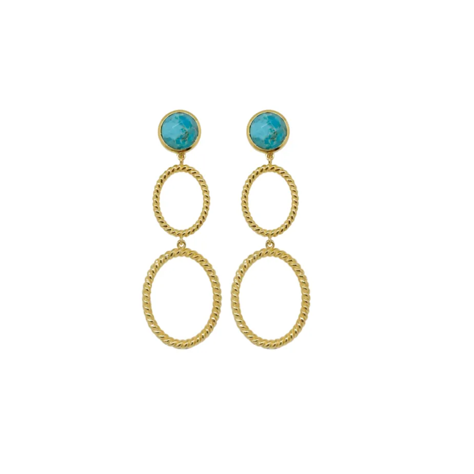 Lucie Double French Twist & Turquiose Earrings