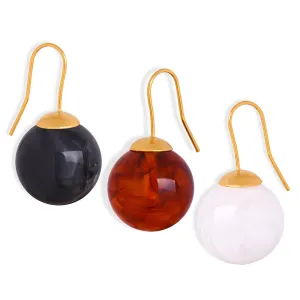 Luxurious Retro Copper Earrings with Resin Beads, Unique Minimalist Women's Jewelry