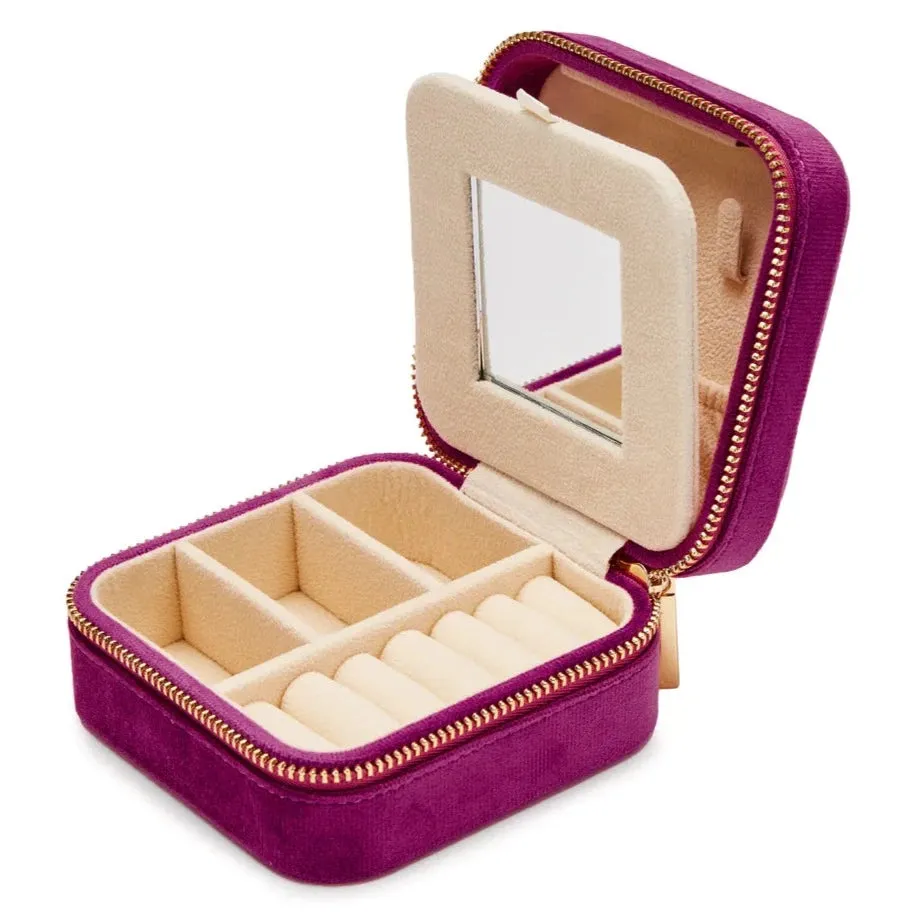 Luxurious Wildberry Velvet Travel Jewellery Box