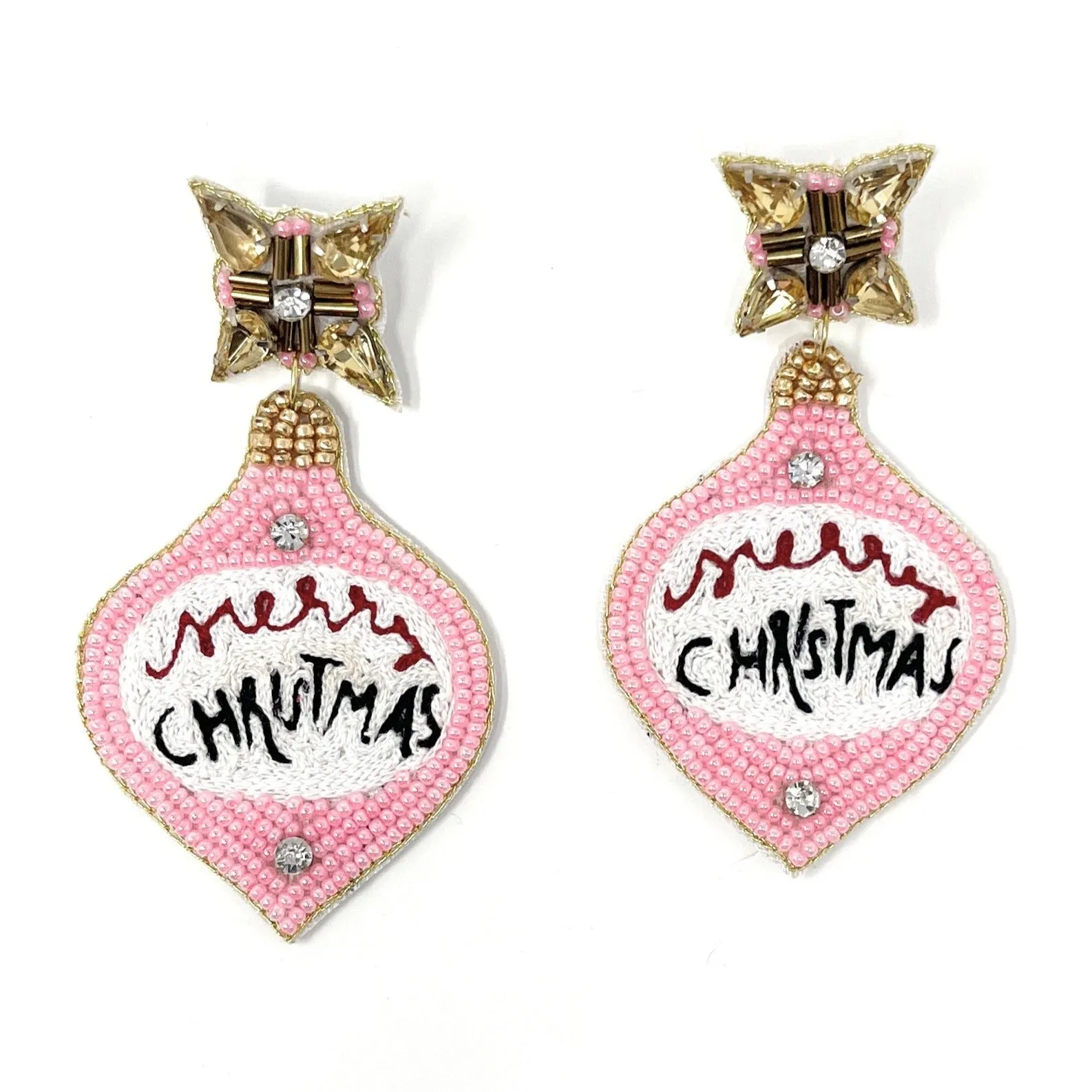 Merry Christmas Beaded Earrings