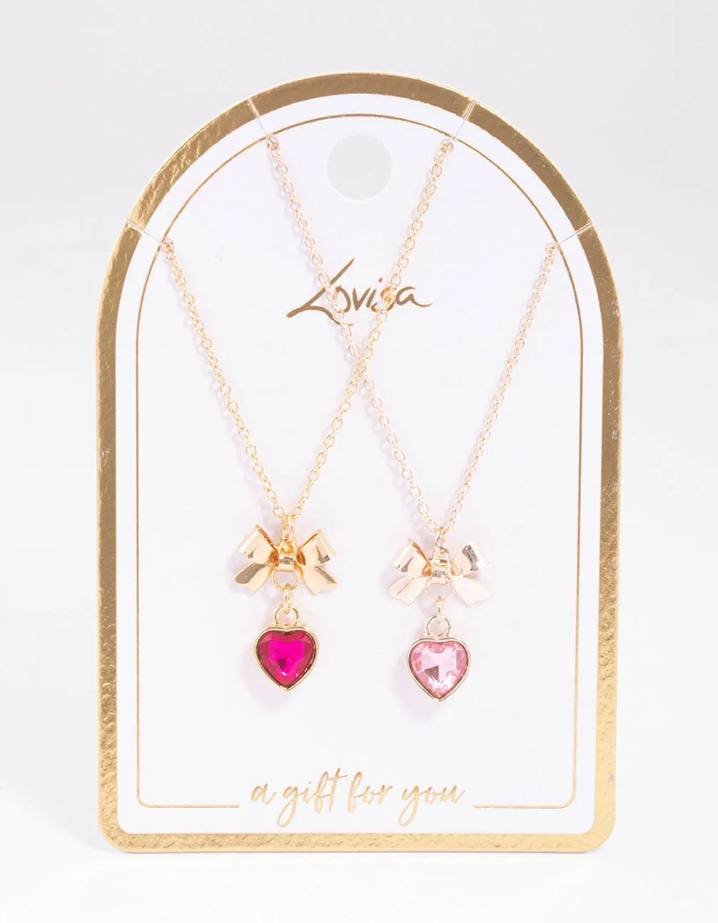 Mixed Metal Heart & Bow Necklace Pack