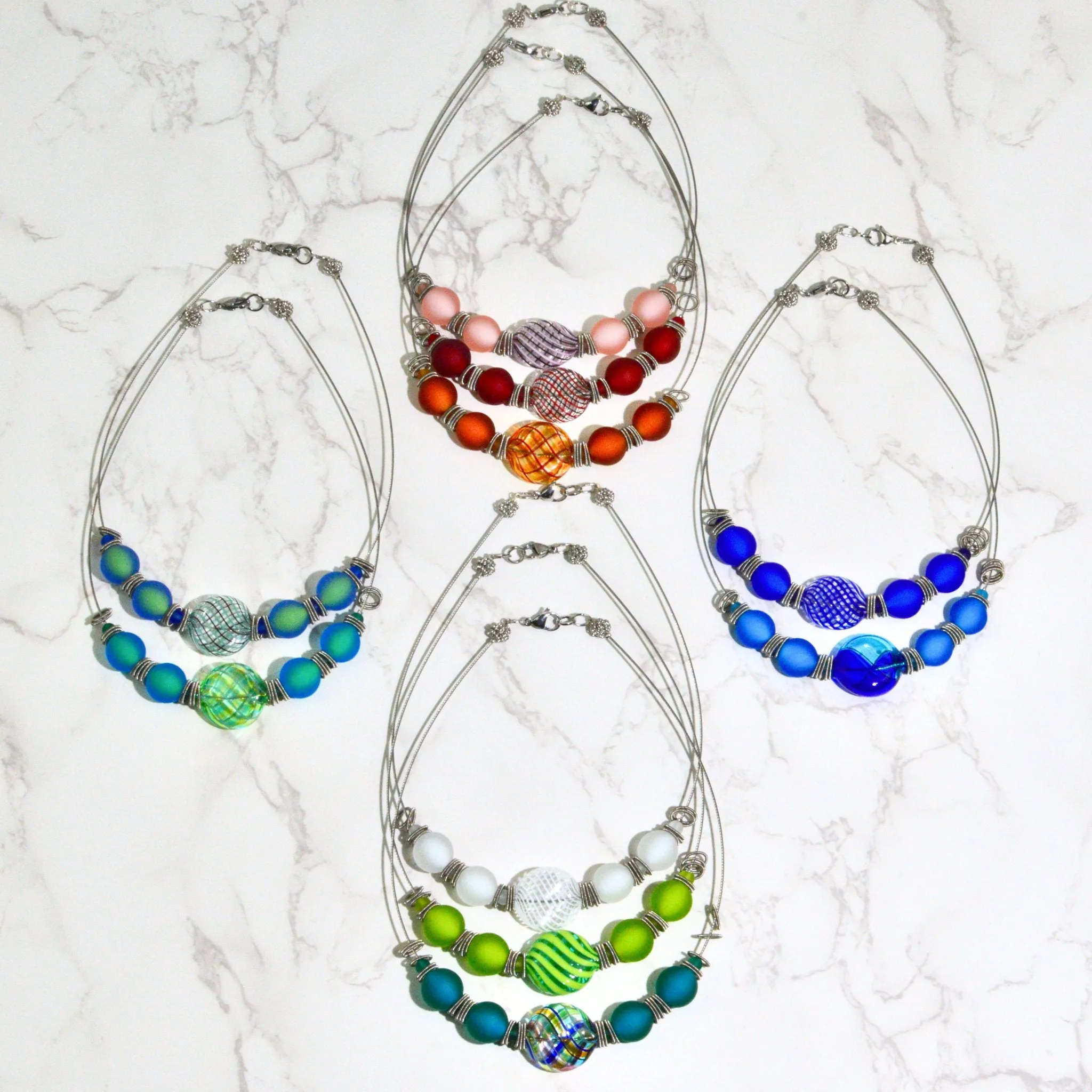 Monica1 Murano Glass Bead Statement Necklace, Made in Italy