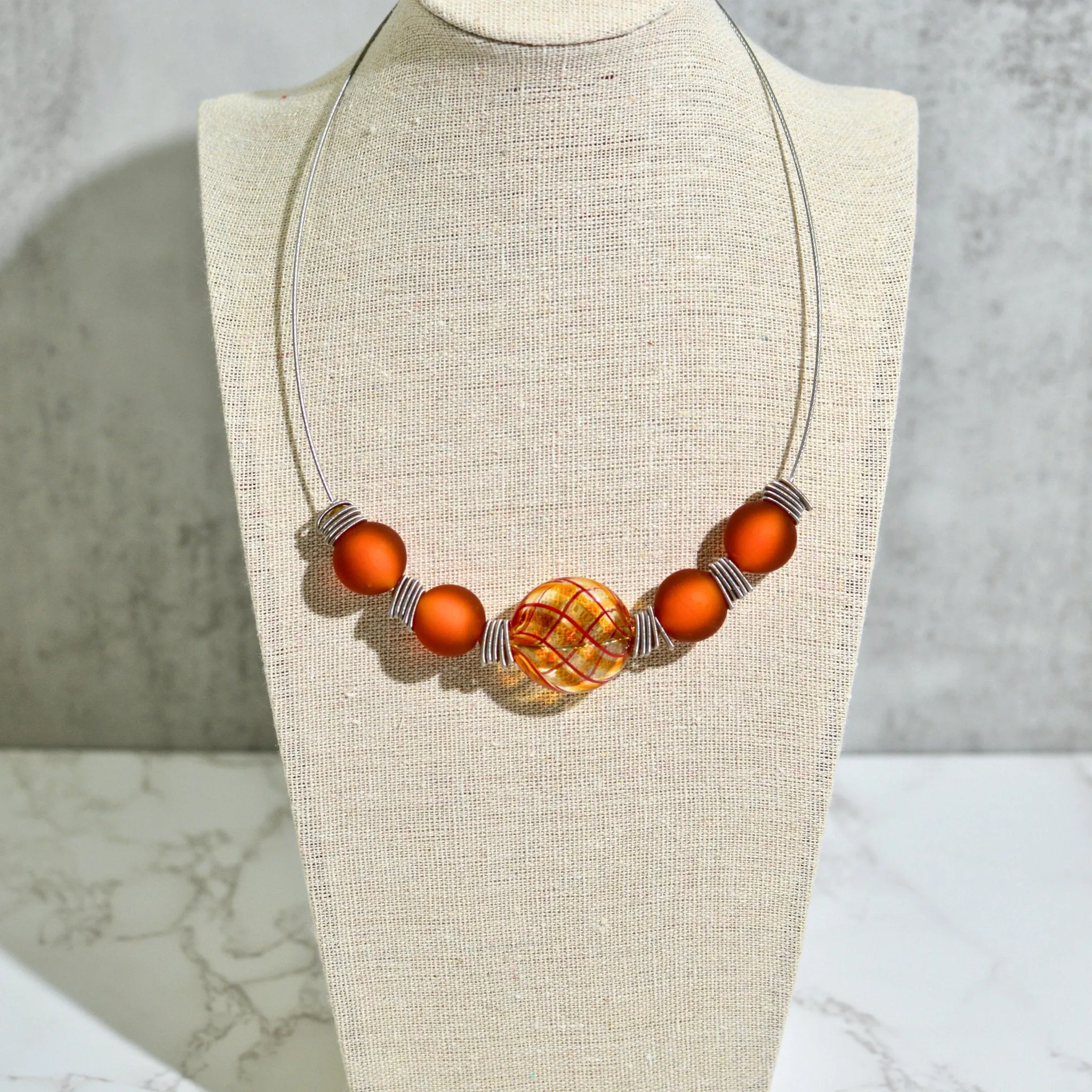 Monica1 Murano Glass Bead Statement Necklace, Made in Italy