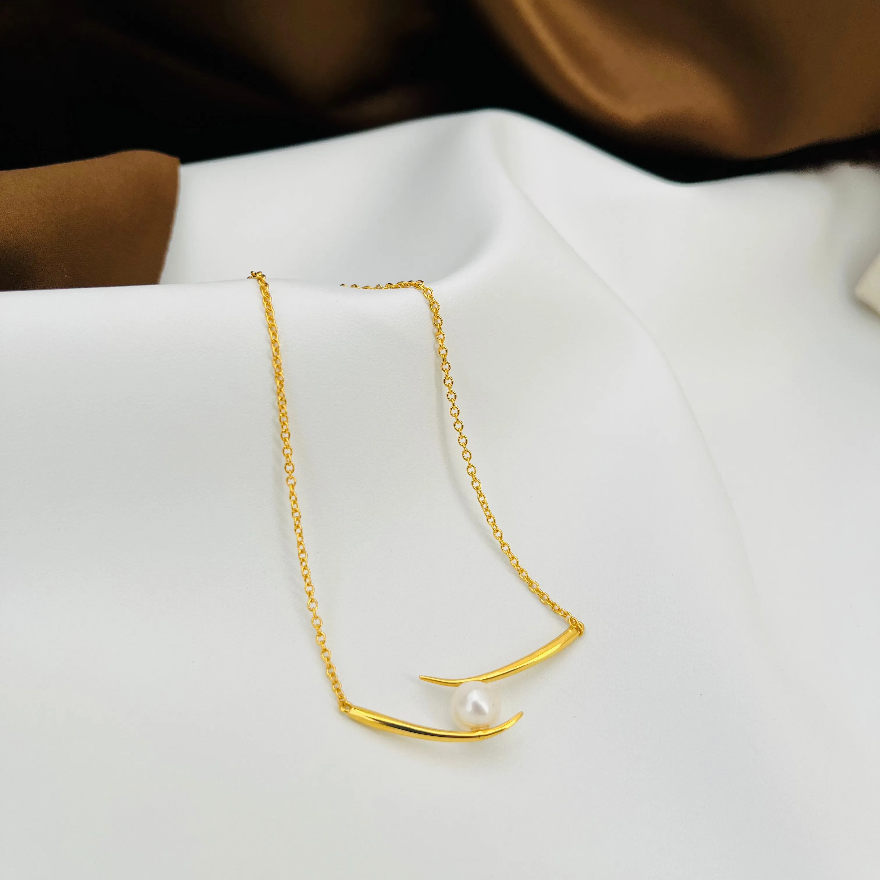 Natural Pearl Mist Necklace| 925 Silver| 18kt Gold Plated - From Purl