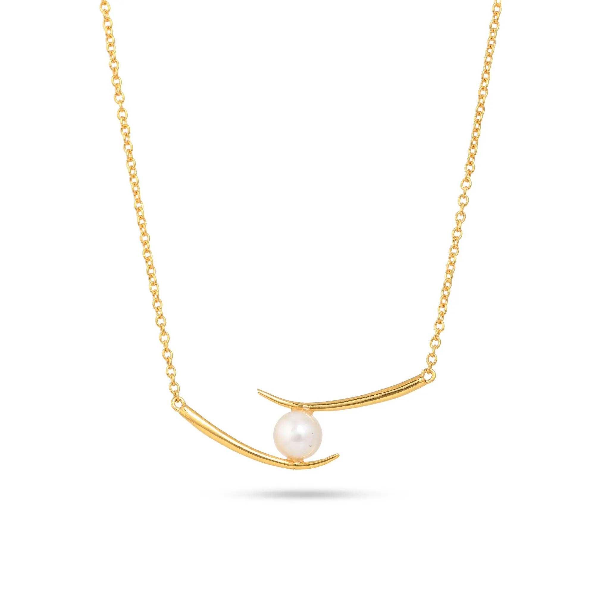 Natural Pearl Mist Necklace| 925 Silver| 18kt Gold Plated - From Purl