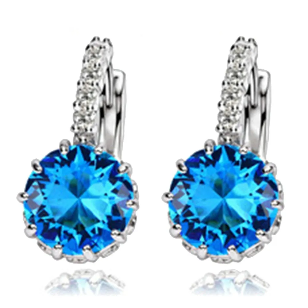 New Fashion Elegant Luxurious Crystal Rhinestone Wedding White Earrings Jewelry Statement Earring