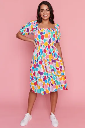 Nyla White Rainbow Pebble Dress